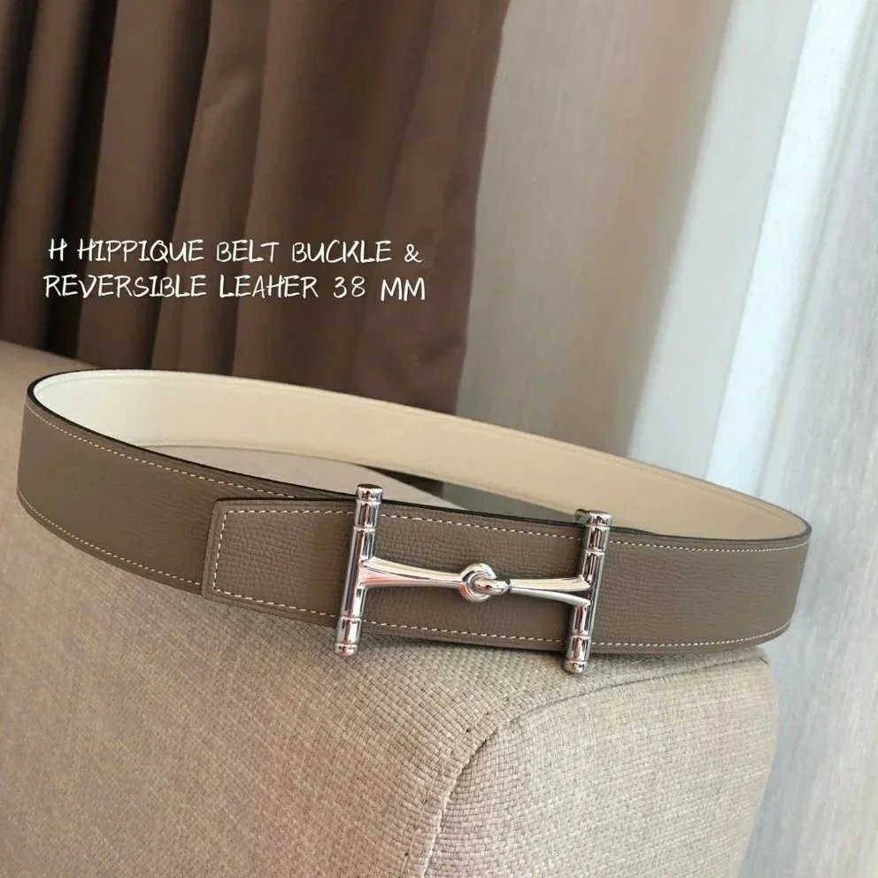 Hermes Belt Top version High Quality2020New Men's Leather Belt Smooth H Buckle Business Casual Belt Double-Sided Available Calf Leather3.8cm