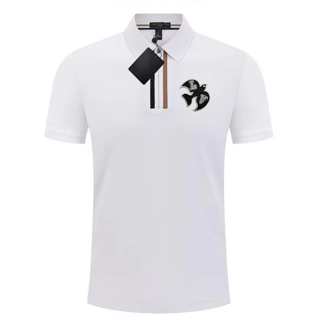 Louis Vuitton LV T-shirt Chest Bird Pattern Print logoPOLO Shirt Lapel Short Sleeve25ss New Unisex Summer Short Sleeve OS Loose T Business Half Sleeve Shirt Plus Size T-Shirt