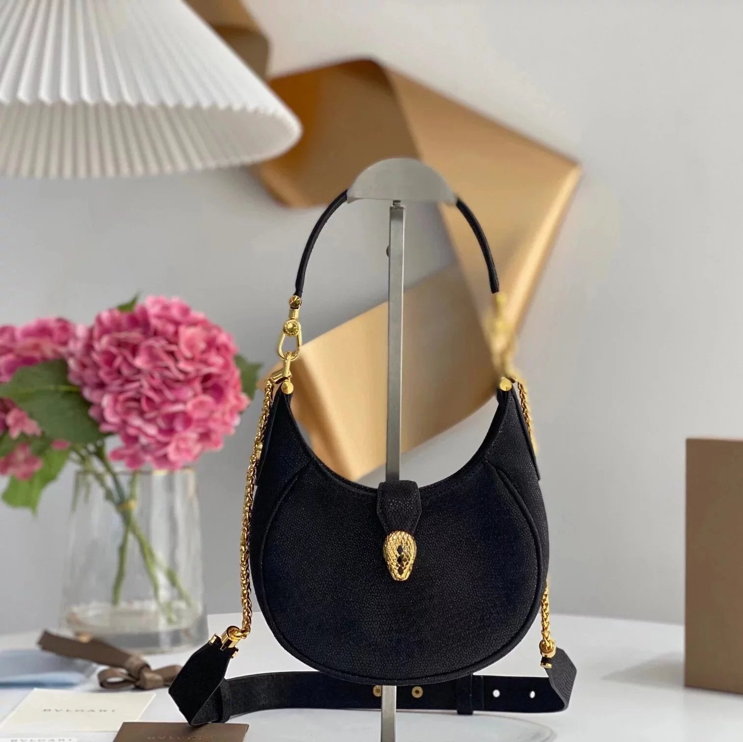 BVLGARI Bag Top version 【Original Leather】2022Spring and Summer New Women's Bag BVLGARI”Crossbody Bag Underarm Bag Blue Brand New SERPENTIELLIPSE Series hobo Bag Small Size Crossbody Bag Shoulder Bag Handbag Underarm Bag Cattle Leather Bag