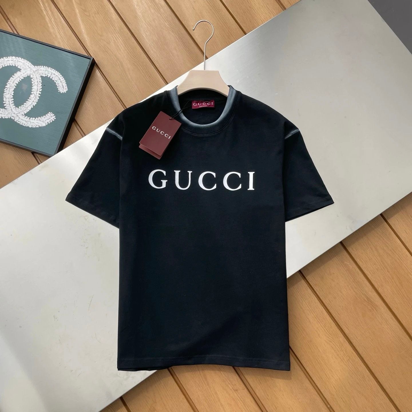 Gucci T-shirt Chest Letter Print logo round Neck Short Sleeve25ss New pure cotton T Unisex T-Shirt OS Loose Fit Base Shirt Top Half Sleeve T-Shirt