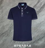 PRADA T-shirt Chest Triangle Mark logo Patch POLO Shirt Lapel Short Sleeve25ss New Unisex Style OS Loose T Summer Half Sleeve Business Shirt Plus Size T-Shirt