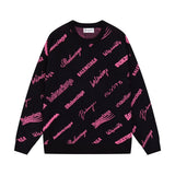 Balenciaga Sweater Classic Full Logo Barrage Crew Neck Sweater Long Sleeve Thickened Lazy Style Unisex Loose Knit Top Coat Versatile Casual Wear