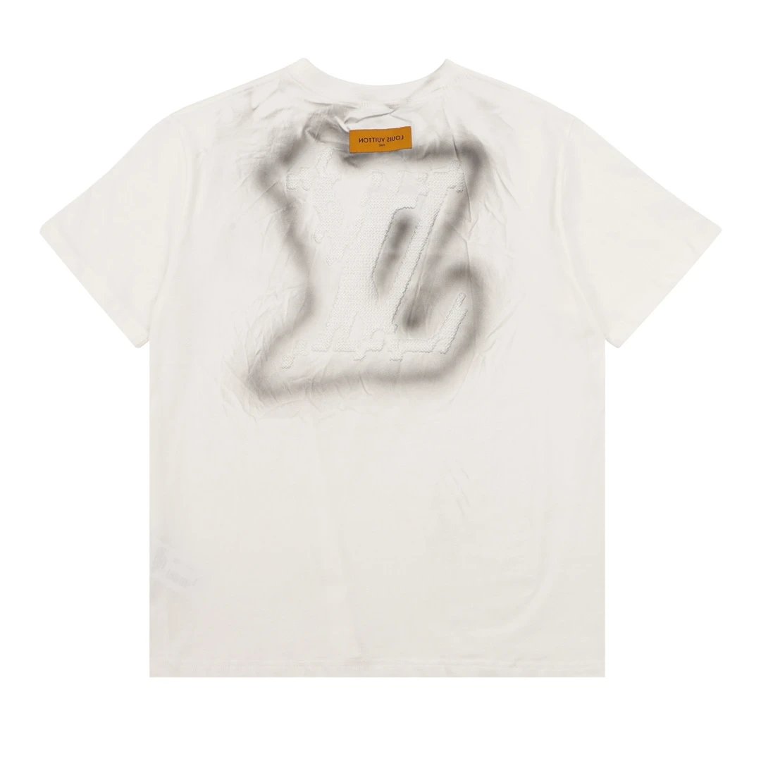 Louis Vuitton LV T-shirt Front and Back Hand-Painted Embroidery logo round Neck Short Sleeve25ss New pure cotton T Unisex T-Shirt OS Drop Shoulder Loose Fit Base Shirt Top T-Shirt Short Sleeve