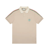 Gucci T-shirt 1921Series Chest logo Embroidery POLO Short Sleeve Shirt with Turn-down Collar for Men and Women, Summer Half Sleeve OS Loose T Business Casual Half Sleeve Shirt Plus Size T-Shirt