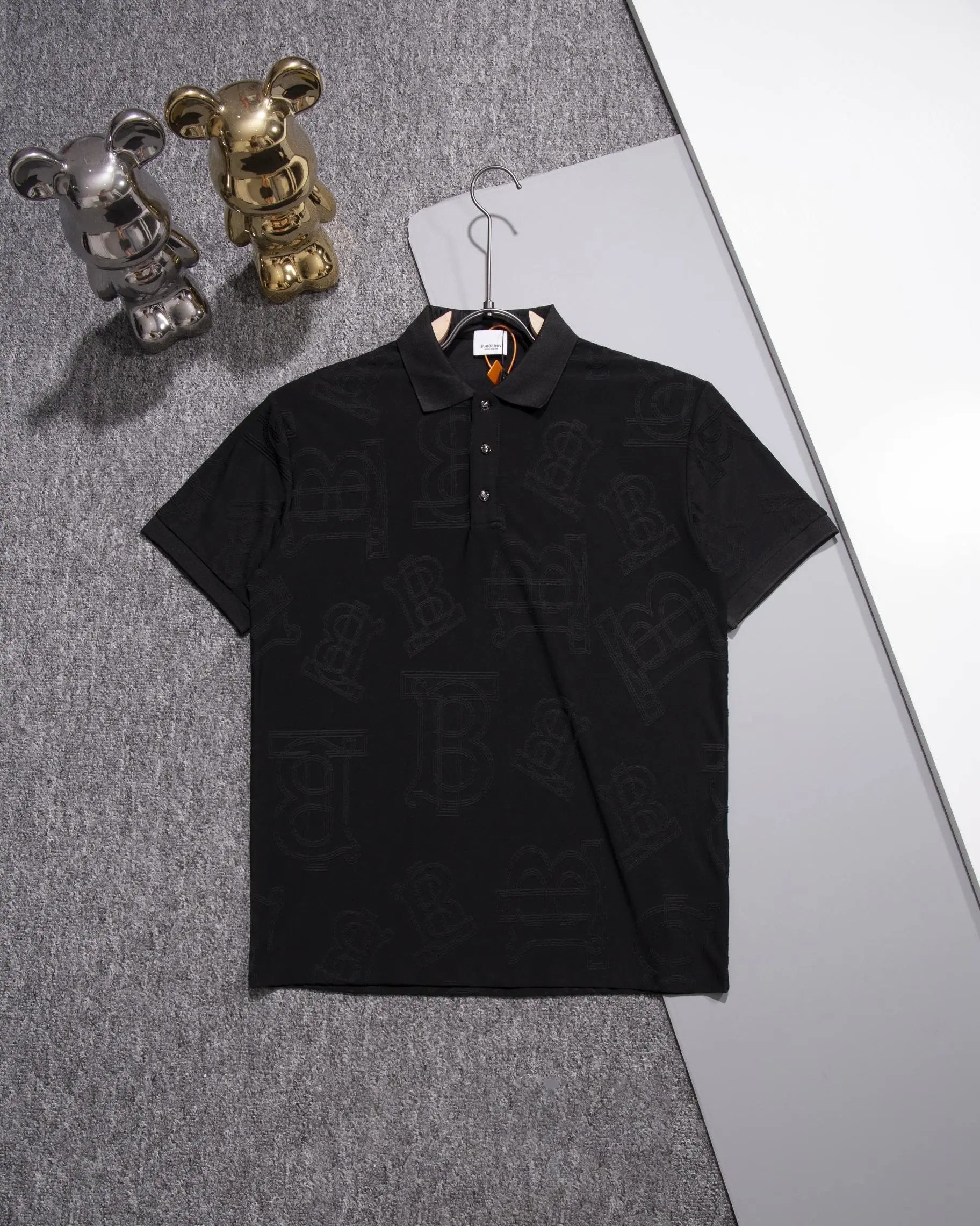 Burberry T-shirt Chest Letter Embroidery logoPOLO Short Sleeve Turn-down Collar Shirt Unisex Summer Loose Fit T Business Commuter Short Sleeve Shirt Plus Size