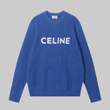 Celine Sweater Letter patch embroidery done logo Round Neck Sweater Long Sleeve Pullover Unisex Thickened OS Loose Fit Top Versatile Casual Jacket Lazy Style