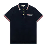 Gucci T-shirt Alphabet Ribbon with Mixed Color Collar and Alphabet Embroidery logo round Neck Short Sleeve25ss New pure cotton T Unisex T-Shirt OS Drop Shoulder Loose Fit Base Shirt Top T-Shirt Short Sleeve