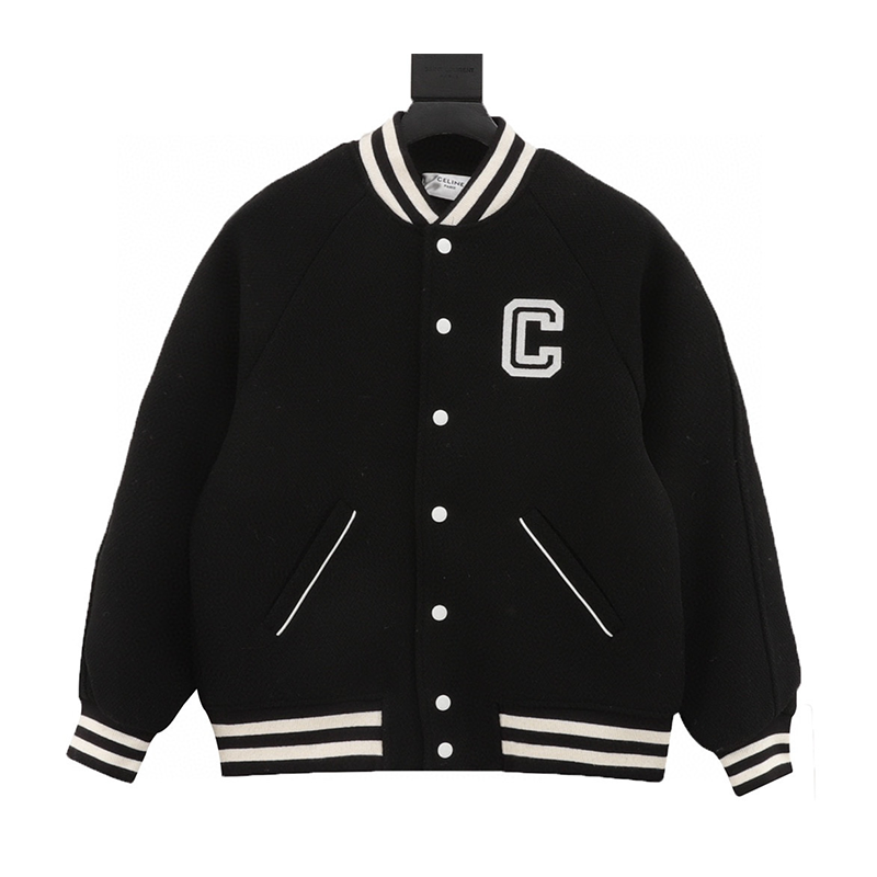 Celine Jackets 24Fw Embroidered Letters logo Baseball Jacket for Men and Women