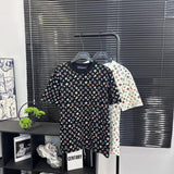 Louis Vuitton LV T-shirt New Dog Walking Series Colorful Digital Print logo round Neck Short Sleeve25ss New Pure Cotton Unisex Style T Casual T-Shirt Base Layer Shirt OS Loose Fit Half Sleeve Top Plus Size