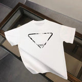 PRADA T-shirt Chest Letter Embroidery logo round Neck Short Sleeve25ss New Pure Cotton Unisex Style T Casual T-Shirt Base Layer Shirt OS Loose Fit Half Sleeve Top Plus Size