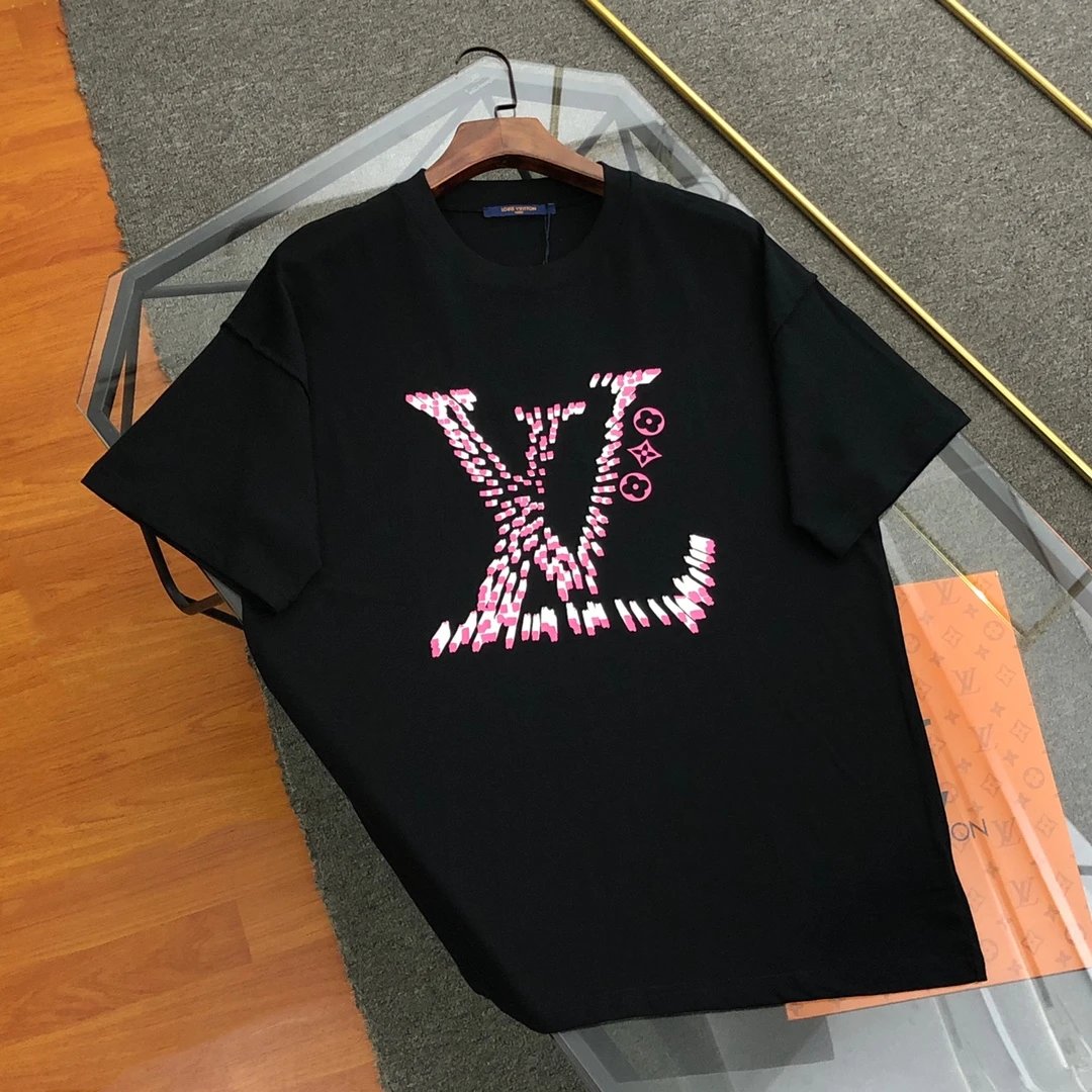 Louis Vuitton LV T-shirt Colorful Large Chest logo Round neck short-sleeve pure cotton T T-shirt ins Unisex Simple Summer New Casual Base Shirt B Home T-shirt
