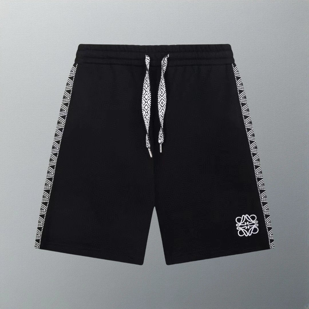 LOEWE Shorts Front Letter Embroidery with Patchwork Ribbon logo Five-point Shorts25ss New Drawstring Casual Pants for Men and Women, Summer Style5Two-in-One Casual Sweatpants Pure Cotton Joggers