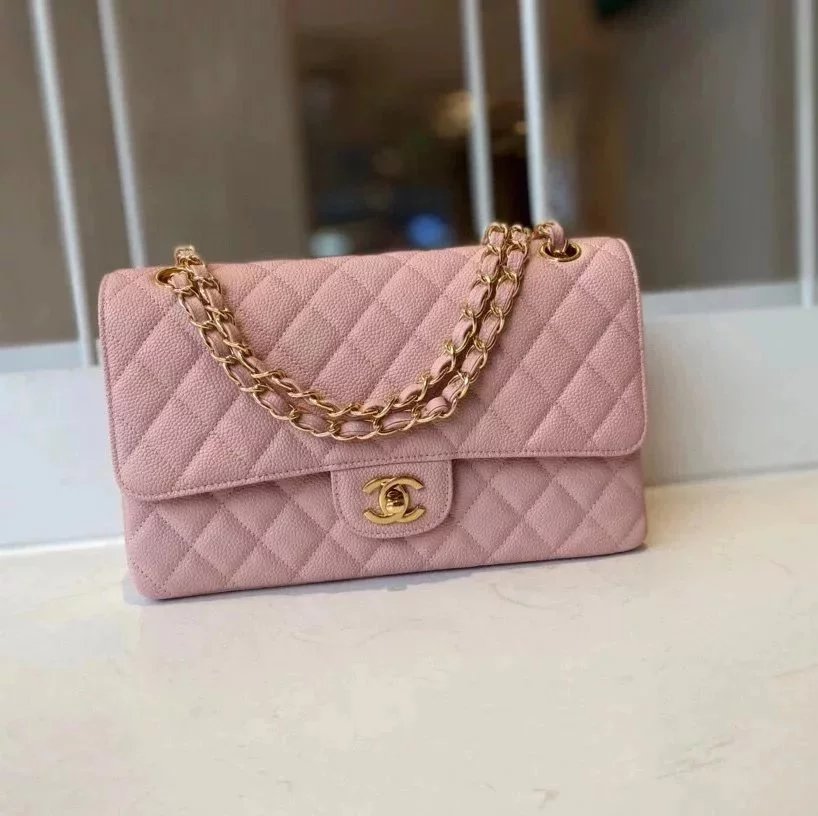 Chanel Women's Bag Top version 【Level Surrogate Shopping】New Classic CF Bag ClassicFlap2.55CF Medium25cm Original Leather Ball Pattern Caviar Diamond Chain Sheepskin Bag Shoulder Messenger Bag Women's Bag1112CF25cm Medium