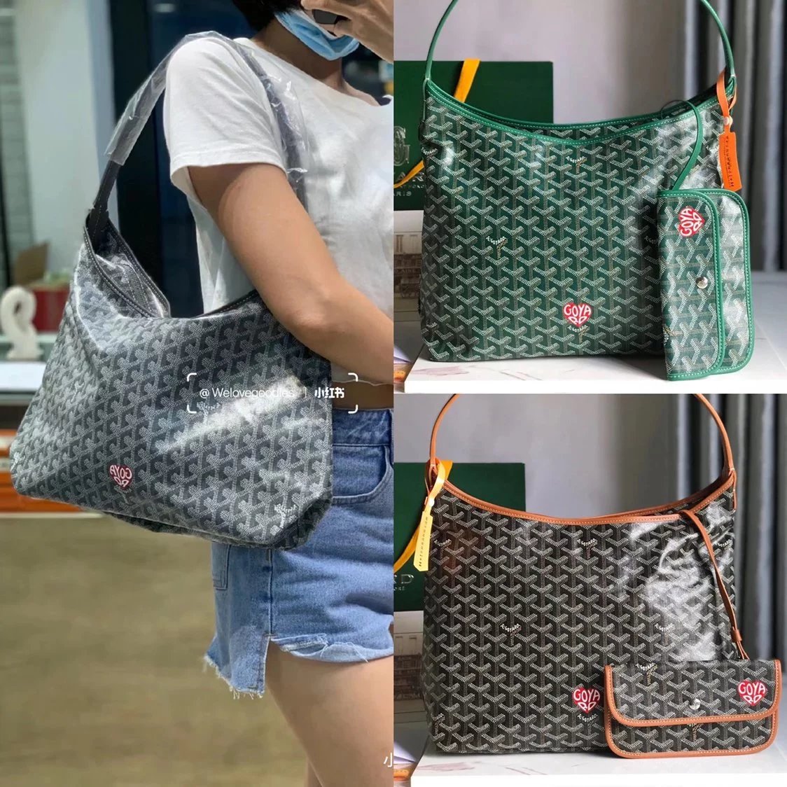 Goyard Bag Top version 【Original Leather】New Product Hobo Hobo Bag Love Customized New Version HoboBohème Hobo Bag Underarm Bag Love hobo Bag