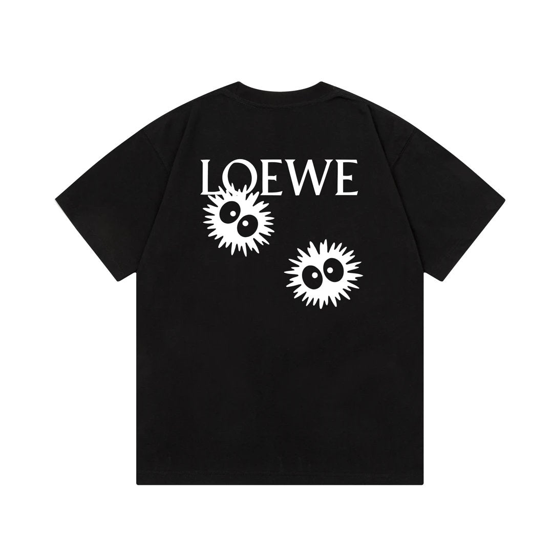 LOEWE T-shirt Puff Ball Letter Print on Chest logo round Neck Short Sleeve25ss New Pure Cotton Unisex Style T T-shirt OS Loose Fit Base Shirt Short Sleeve Top T-Shirt