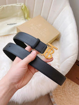 Burberry Belt Top version 【Full Package】New Men's Leather Belt Width3.5cm Double-Sided Imported First Layer Calfskin Full Grain Leather Genuine Goods Quality Original Letter Rotating Buckle Counter Full Set Gift Box Packaging B Home Belt