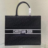 Dior Women's Bag Top version 【Original Leather Quality】2022New Full Leather Tote Bag booktote Imported Calfskin Oblique Printed White Black Cowhide Tote Handbag Shopping Bag Mummy Bag Women's Bag