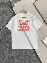 Louis Vuitton LV T-shirt Backside Letter Embroidery logo round Neck Short Sleeve25ss New Pure Cotton Unisex Style T T-shirt OS Loose Fit Base Shirt Top Half Sleeve T-Shirt