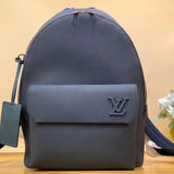 Louis Vuitton LV Backpack Top version 【Original Leather Old Factory】M57079New Men's Cowhide AEROGRAM Backpack Men's All Leather Backpack Fashion Genuine Leather Travel Backpack Lychee Pattern Calfskin Schoolbag