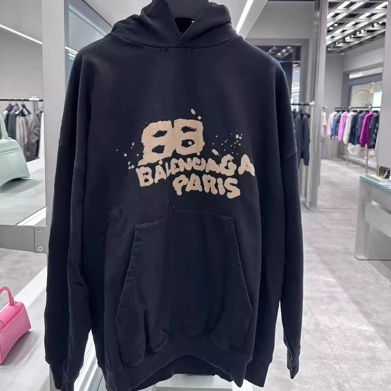 Balenciaga Hoodie New Graffiti Splash Ink BB Letter Sweater Hoodie for Men and Women