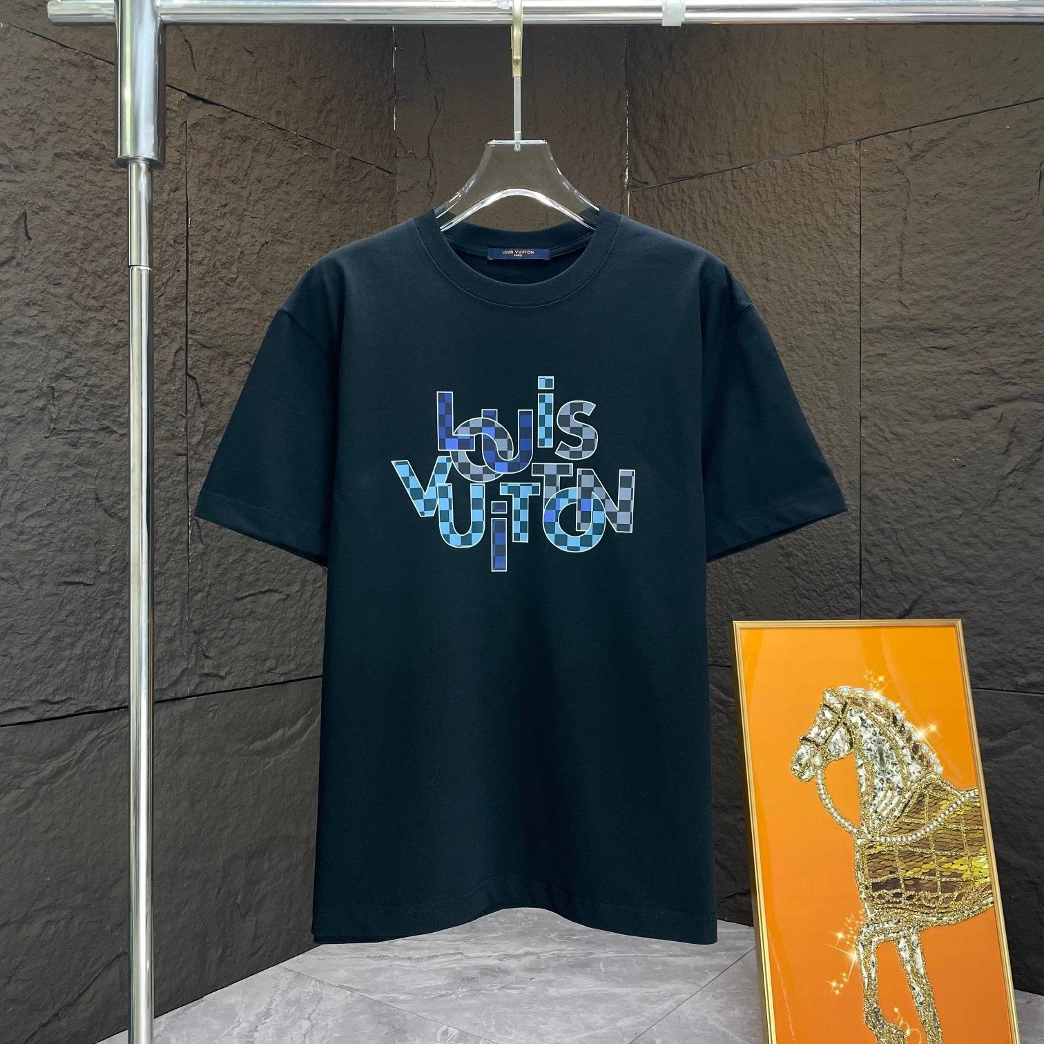 Louis Vuitton LV T-shirt Chest Brand Letter Print logo round Neck Short Sleeve25ss New Pure Cotton Unisex Style T Casual T-Shirt Base Layer Shirt OS Loose Fit Half Sleeve Top Plus Size