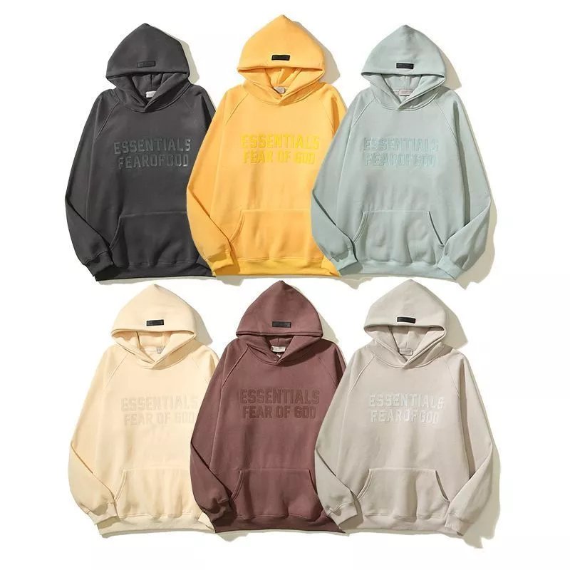 ESSENTIALS Hoodie American High Street Eighth Season Loose Casual Adhesive Hooded Fleece Lined Sweater Autumn and Winter Men