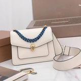 BVLGARI Bag Top version 21New SerpentiForever Series MaxiChain Crossbody Bag Lambskin Bag Decorated with a Snake's Head Thick Straps Portable Organ Bag Shoulder Bag