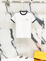 Celine T-shirt Sleeve Patchwork Letter Embroidery logo round Neck Short Sleeve25ss New Pure Cotton Women's Style T Casual T-Shirt Base Layer Shirt OS Loose Fit Half Sleeve Top Plus Size