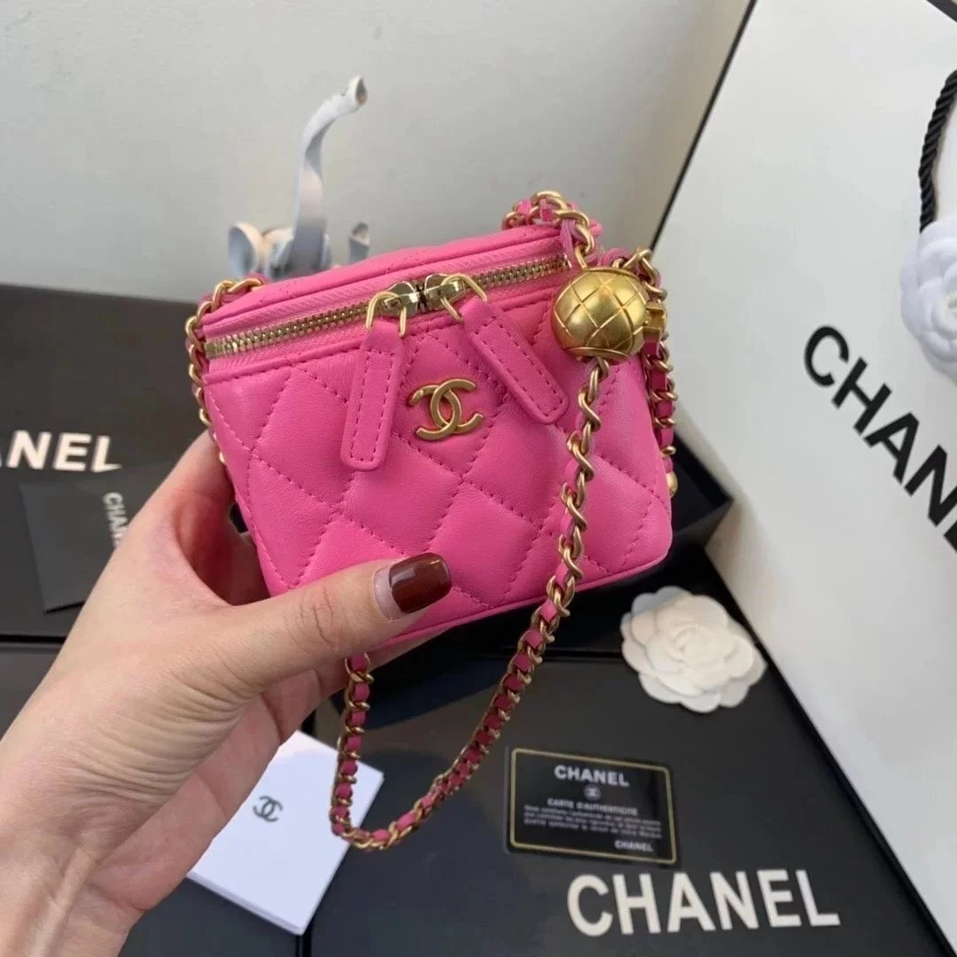 Chanel Women's Bag Top version 2021Brand New Metal Beads mini Box Gilded Bead Bag Mini Cosmetic Bag Gilded Autumn Chain Bag Clutch Shoulder Bag Lipstick Pack Messenger Bag Women's Bag AP1447