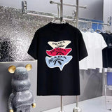 PRADA T-shirt Chest Brand Print logo round Neck Short Sleeve25ss New Pure Cotton Unisex Style T T-shirt OS Loose Fit Base Shirt Half Sleeve T-Shirt Top Half Sleeve