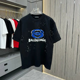 Balenciaga T-shirt Double Ring Print on the Chest logo round Neck Short Sleeve25ss New pure cotton T Unisex T-Shirt OS Drop Shoulder Loose Fit Base Shirt Top T-Shirt Short Sleeve