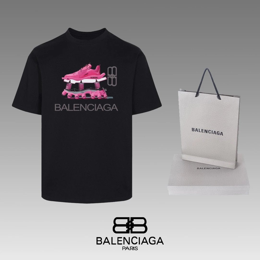 Balenciaga T-shirt Chest Sneaker Pattern Print logo round Neck Short Sleeve25ss New pure cotton T Unisex T-Shirt OS Loose Fit Base Shirt Top Half Sleeve T-Shirt