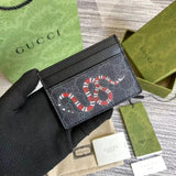 Gucci Wallet Top version 【Original Order】Tiger Head marmont Bee Print Small Card Holder Lightweight and Convenient Pair G Letters logo Genuine Leather Card Holder Card Holder Unisex