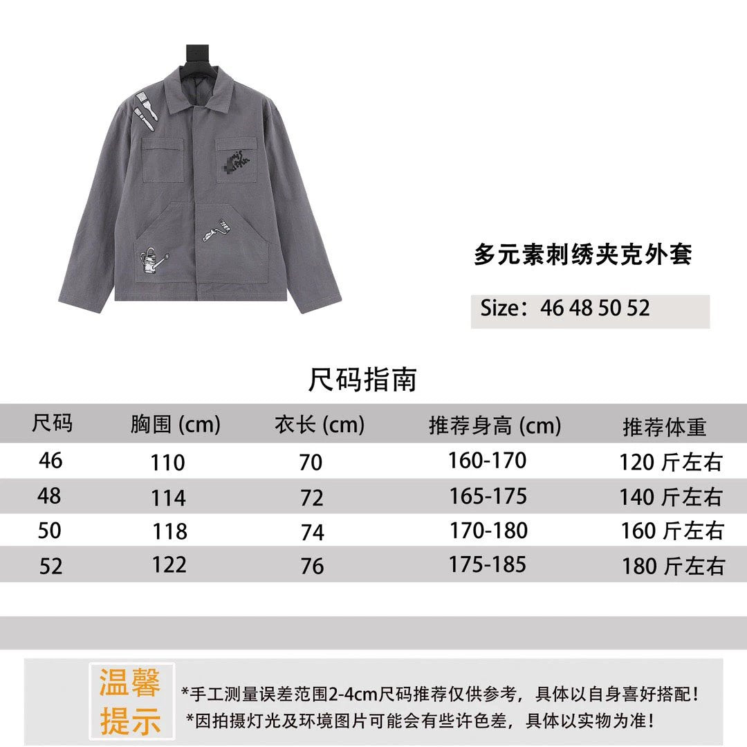 Louis Vuitton LV Jackets Coat Multi-Element Embroidered Jacket Coat for Men and Women