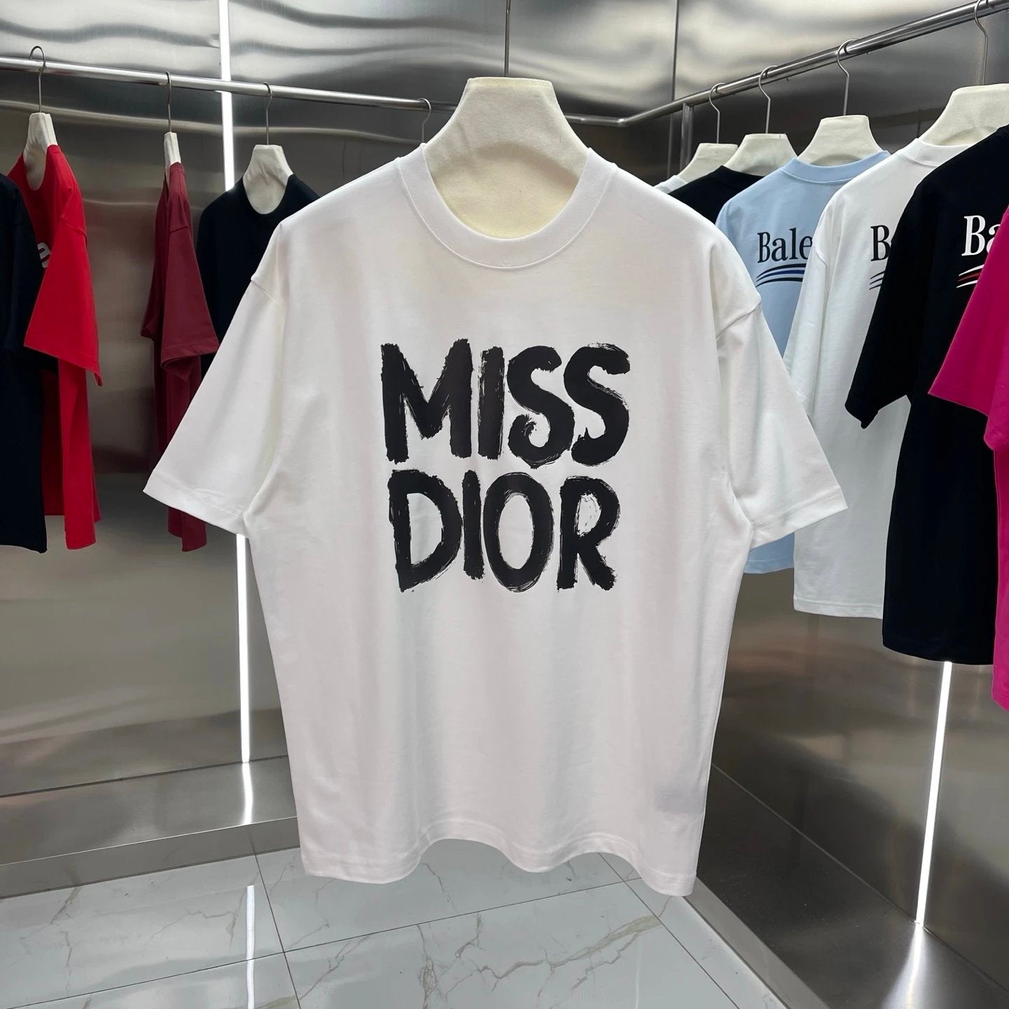Dior T-shirt Classic Chest Print logo Series Round Neck Short Sleeve25ss New pure cotton T Unisex T-Shirt OS Loose Fit Base Shirt Top Half Sleeve T-Shirt