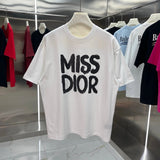 Dior T-shirt Classic Chest Print logo Series Round Neck Short Sleeve25ss New pure cotton T Unisex T-Shirt OS Loose Fit Base Shirt Top Half Sleeve T-Shirt