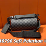 Louis Vuitton LV Men's Bag Top version New Sunset Orange Yellow Leather round Bag round Drum Bag Papillon Cylinder Men's Shoulder Messenger Handbag Pillow Bag Papillon Small Size Black Flower Chessboard Plaid Black Plaid Yellow Flower