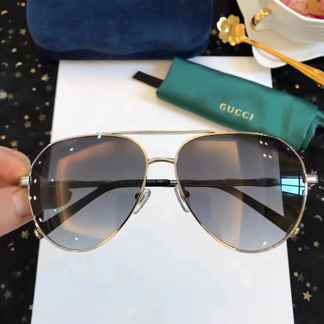 Gucci Glasses Pilot Polarized Sun Glasses Men's Fashion Color Film Large Frame Toad Sunglasses