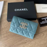 Chanel Wallet Top version 【Original Leather】Small2022s New Wallet with Diamond Cowhide Caviar Card Holder Coin Purse Women's Short Wallet Wallet Double c Diamond logoAP2735