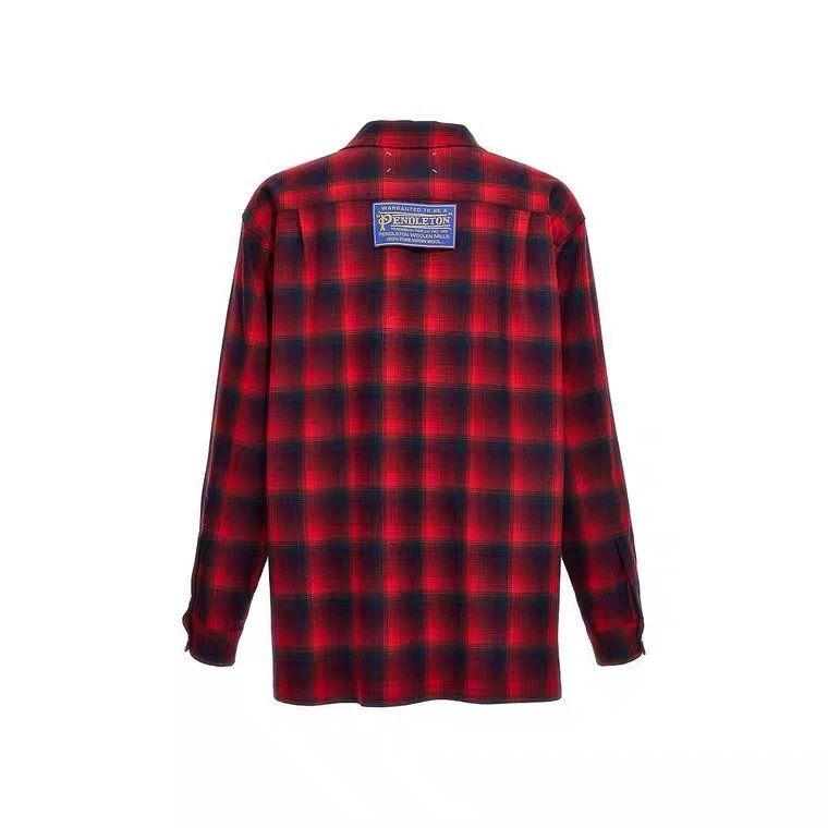 Maison Margiela Shirt Top Version Wool Plaid Shirt Men's and Women's Same Long-Sleeved Shirt