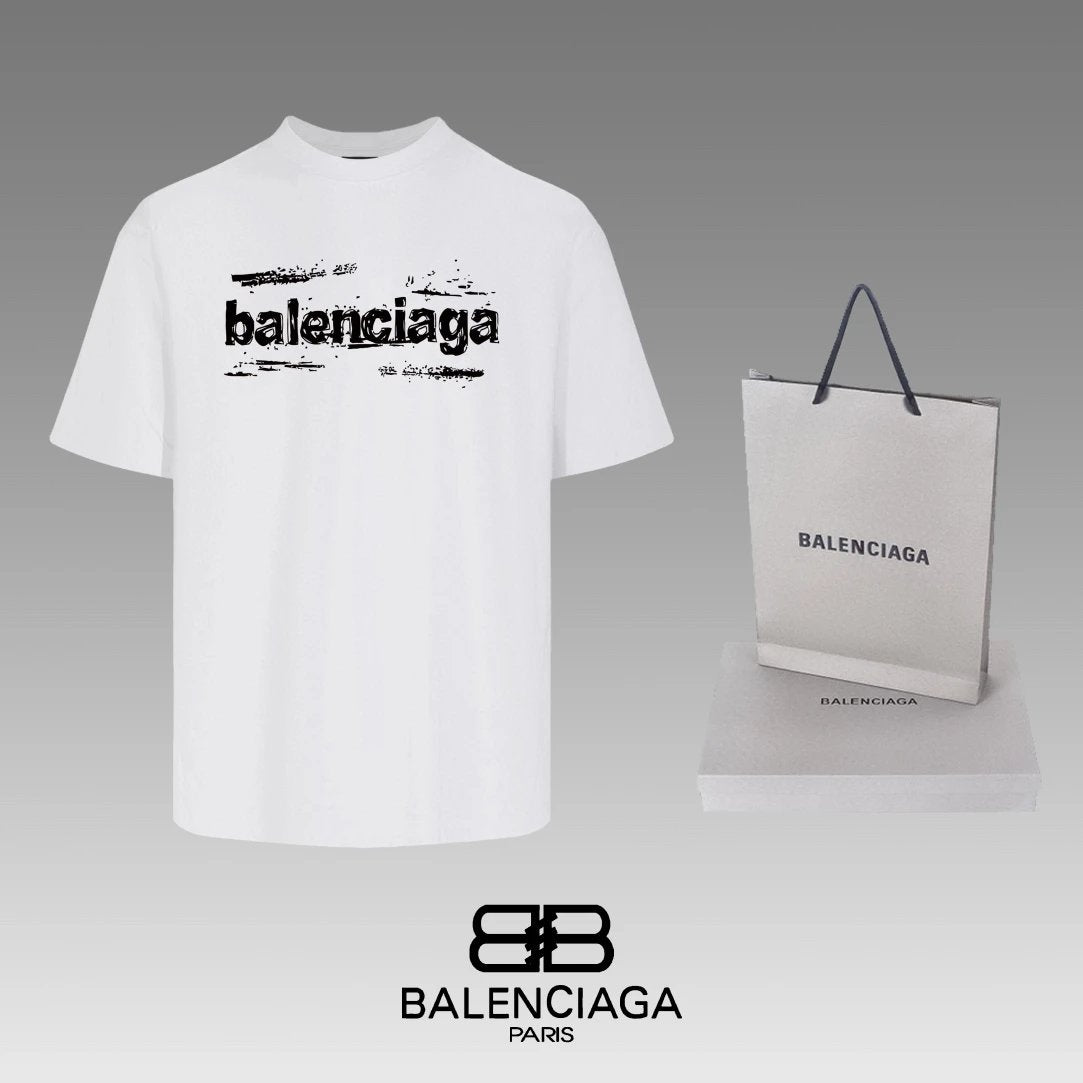 Balenciaga T-shirt Double Back B Large Letter Print logo round Neck Short Sleeve25ss New Pure Cotton Unisex Style T Casual T-Shirt Base Layer Shirt OS Loose Fit Half Sleeve Top Plus Size