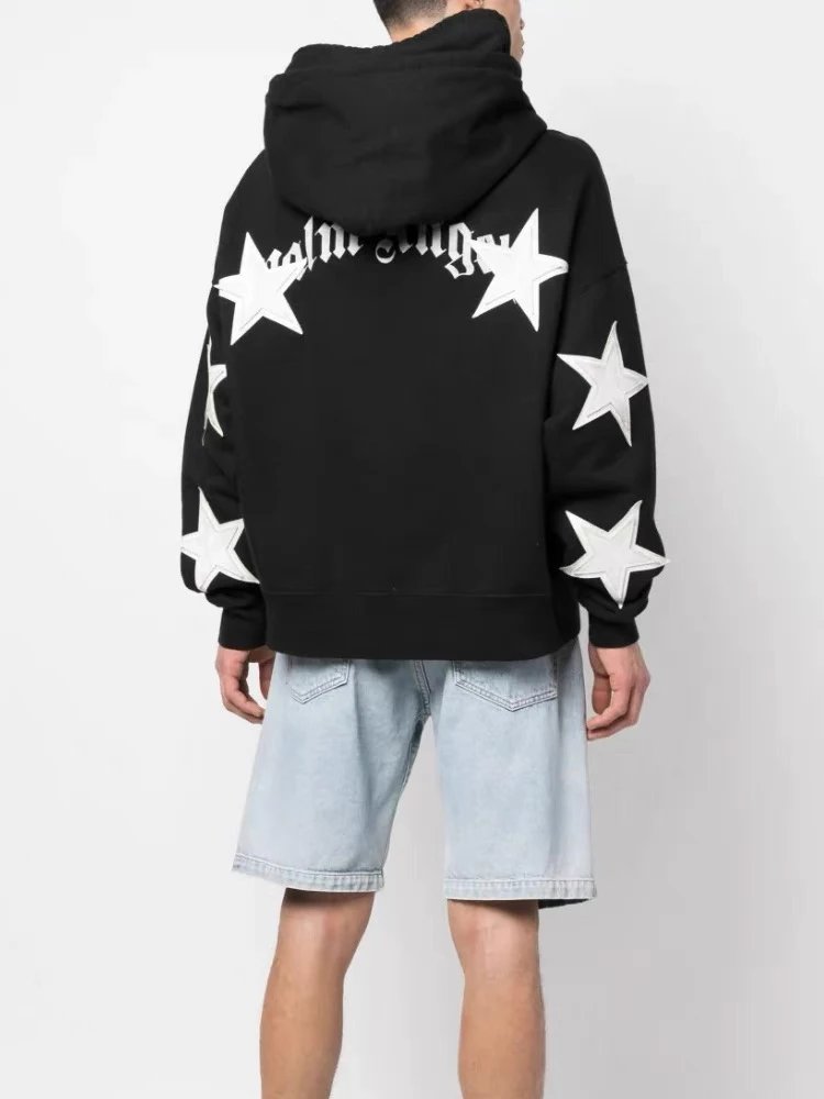 Palm Angels Hoodie Top Version Back Five-Pointed Star Letter Printed Hoodie Tide Brand Loose Hoodie