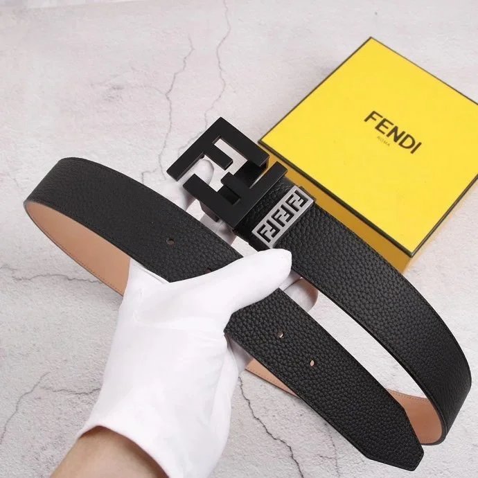 FENDI Belt Top version Belt Men's and Women's Belt Italy Imported Cowhide Leather Pure Original Leather Men's Belt Smooth Buckle Man's Belt3.8cm