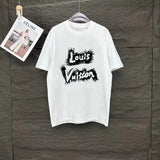 Louis Vuitton LV T-shirt Digital Direct Print on Chest logo round Neck Short Sleeve25ss New Pure Cotton Unisex Style T Casual T-Shirt Base Layer Shirt OS Loose Fit Half Sleeve Top Plus Size