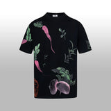 LOEWE T-shirt Front and Back Hand-drawn Vegetable Illustrations logo round Neck Short Sleeve25ss New pure cotton T Unisex T-Shirt OS Loose Fit Base Shirt Top Half Sleeve T-Shirt