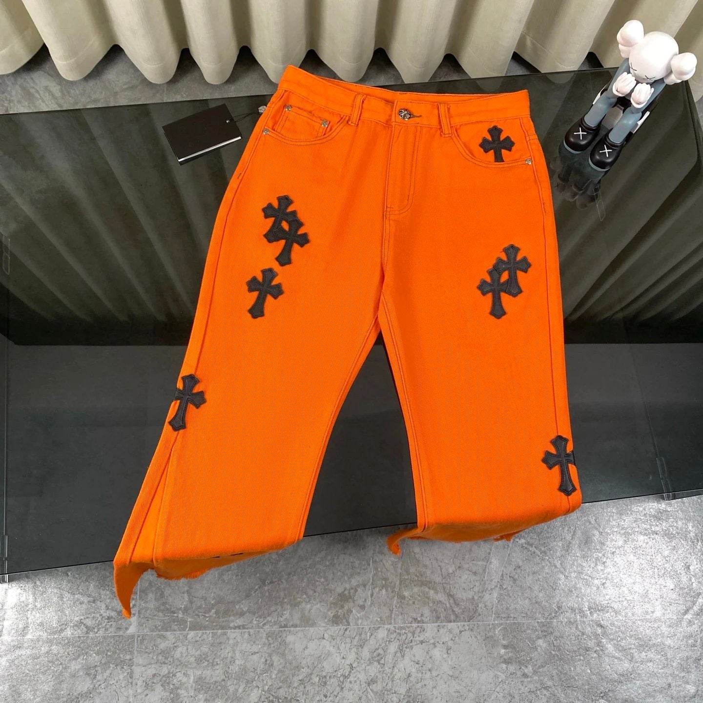 Chrome Hearts Jeans Front and rear black cross stickers logo25ss Spring Summer New Straight Loose Jeans Unisex Slim Fit Long Pants