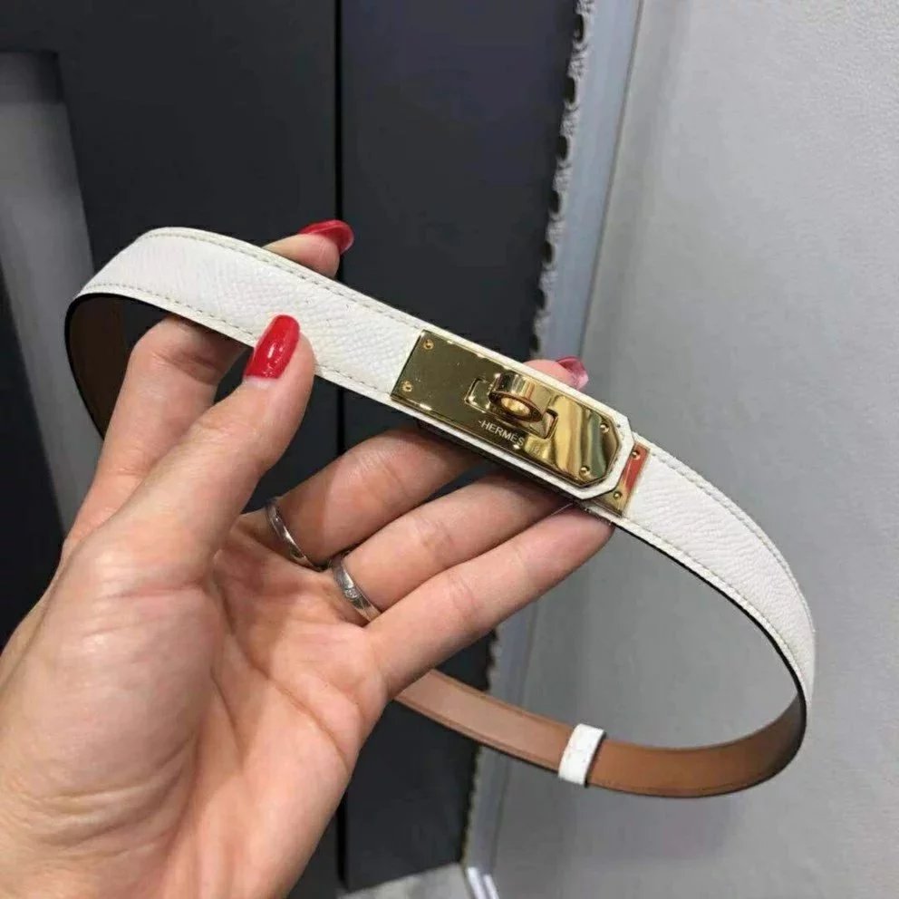 Hermes Belt Top version New Full Set Belt Women's First Layer Cowhide Leather Casual All-Matching Fashion Belt Kelly Women's Thin Belt