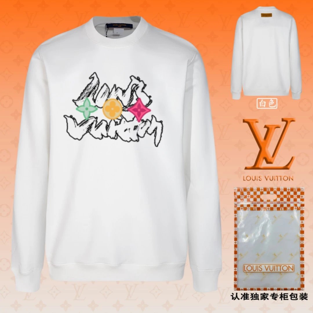 Louis Vuitton LV Hoodie Cartoon Manga on the Chest logo Round Neck Sweatshirt Long Sleeve Base Shirt Jacket Top Fashion Unisex Sports Casual OS Loose Fit Versatile New Autumn Winter Collection