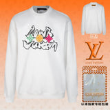 Louis Vuitton LV Hoodie Cartoon Manga on the Chest logo Round Neck Sweatshirt Long Sleeve Base Shirt Jacket Top Fashion Unisex Sports Casual OS Loose Fit Versatile New Autumn Winter Collection