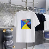 PRADA T-shirt Chest Patchwork Pattern Print logo round Neck Short Sleeve25ss New Pure Cotton Unisex Style T T-shirt OS Loose Fit Base Shirt Half Sleeve T-Shirt Top Half Sleeve